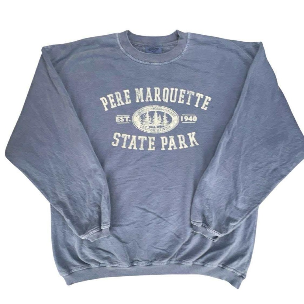 Vintage Pere‎ Marquette State Park Sweatshirt XLarge Graphic Blue